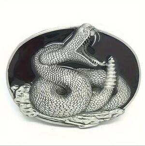 New Snake Belt Buckle Silver Tone Western Cowboy Biker Gothic Rattlesnake